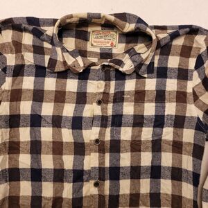 Jachs Gingham Flannel Long Sleeve Button Up Shirt Mens Size Medium M Blue Green
